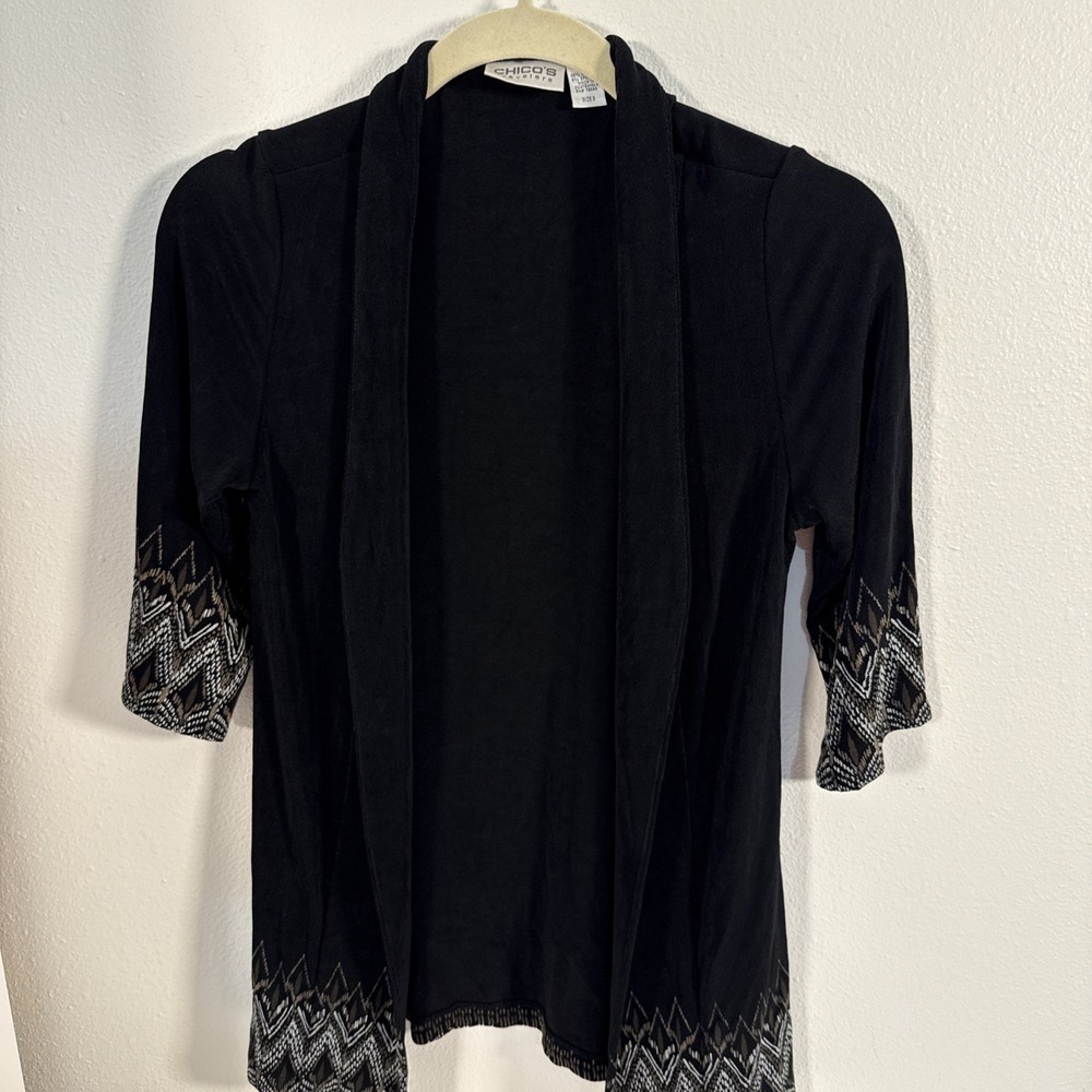 Chico's Travelers Slinky Knit Open Front Jacket Blk Chico's Size 0 C1